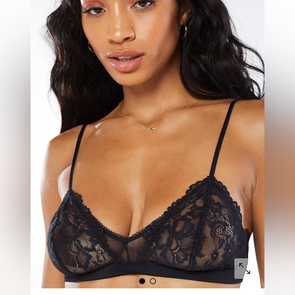 Savage X Fenty Other - Savage X Fenty Floral Lace And Mesh Bralette Black Caviar size L NWT